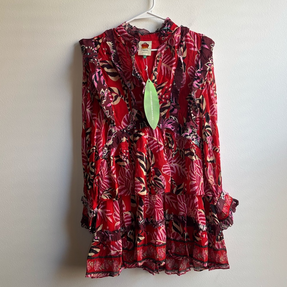 Farm Rio | Mixed Floral Ruffled Mini Dress - Picture 3 of 6